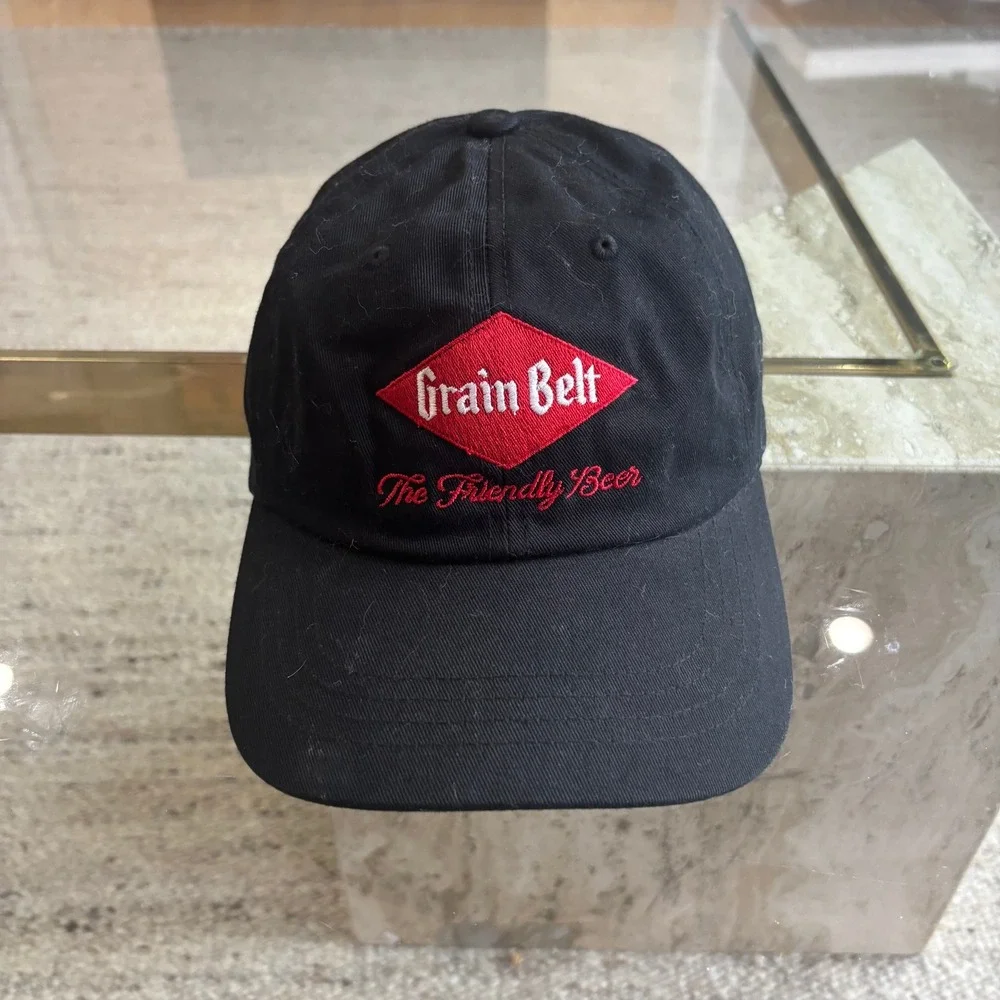 Grain Belt Beer Hat Unisex OSFA Black Good The Friendly Beer Logo Cap
